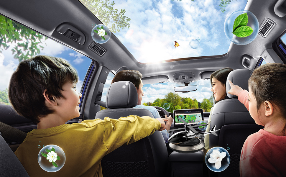 Megadallar Solar Powered Helicopter for Car Accessories for Dashboard with Aroma Diffuser for Car interior Dashboard Helicopter Solar Accessories (Silver)