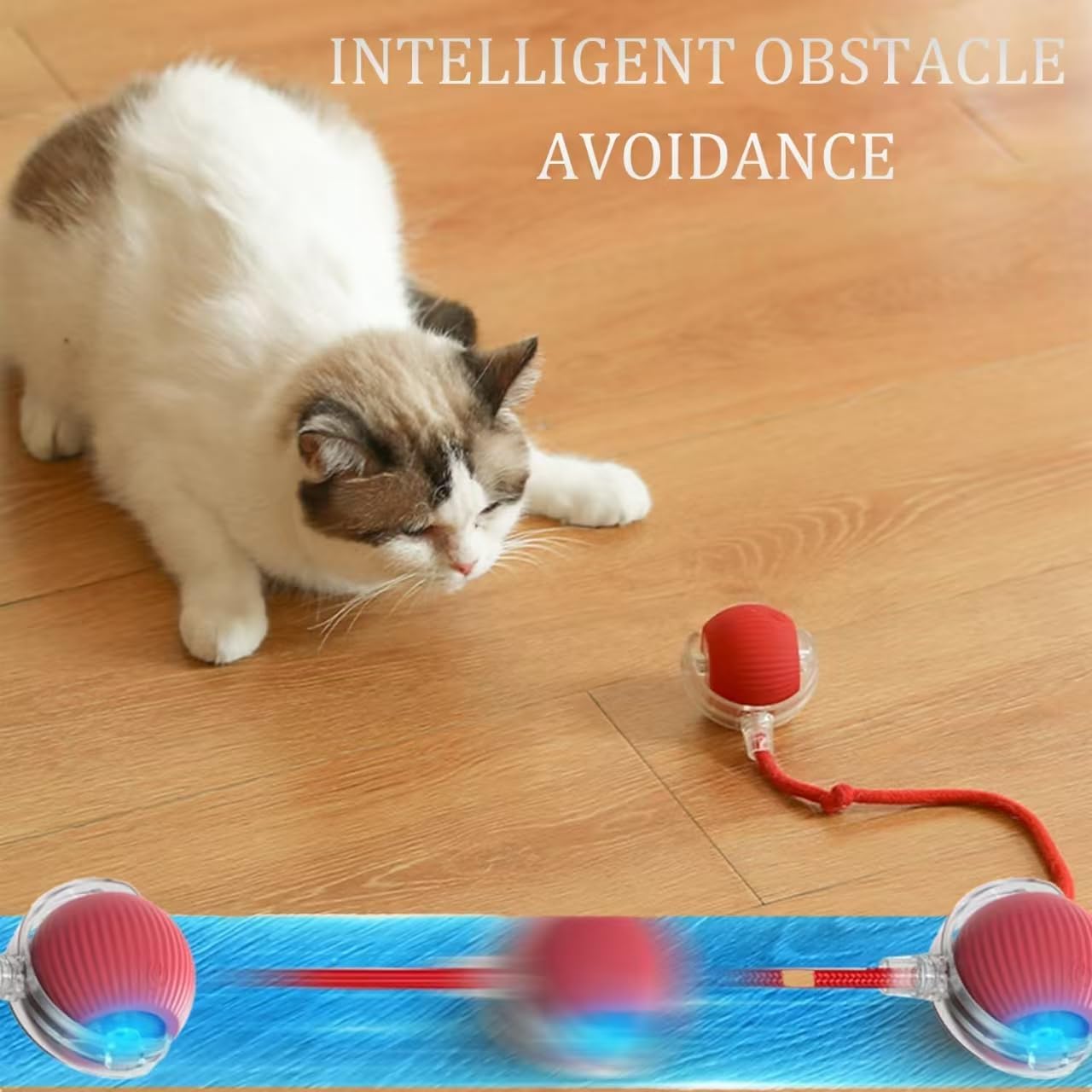 Pet Ball Automatic Toy (Buy 1 Get 1 Free) – Dancing Cat/Dog Toy | Motion Activated, Obstacle Avoidance, Smart Silicone Rolling Ball with Tail for Indoor Pets (Red)