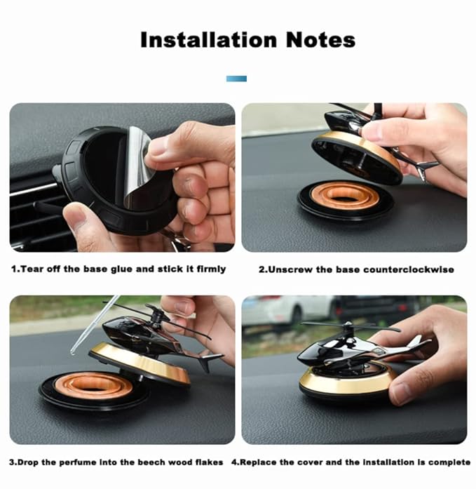 Megadallar Solar Powered Helicopter for Car Accessories for Dashboard with Aroma Diffuser for Car interior Dashboard Helicopter Solar Accessories (Silver)