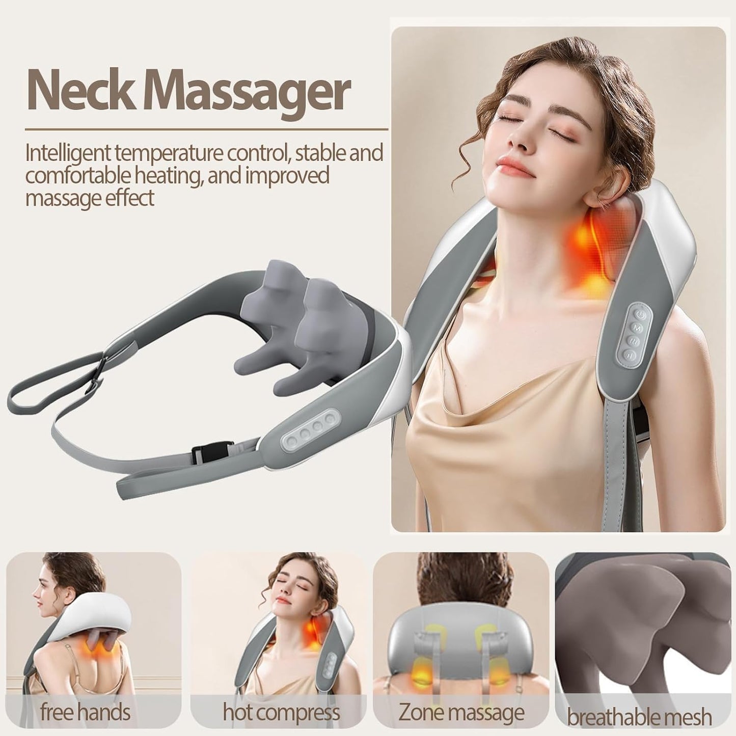 Neck and Back Massager for Cervical Pain Relief with Heating, Body Massager for Body Aches and Pains Relief, Electric 5D Cervical Massage Machine for Deep Tissue Neck, Back, Shoulders, Waist and Legs
