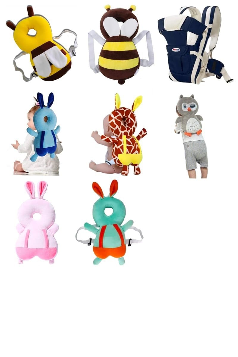 HUG PUPPY Baby Head Protector Cushion Plush Soft Toy Early Learning Toy Fall Protection Helmet Baby Head Protector Child Adjustable Shoulder Strap (Bag-Support-UNICORNE)