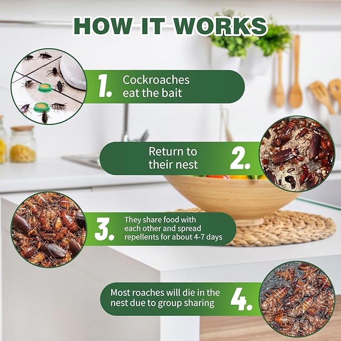 12 Pcs Natural Cockroaches Killer for Kitchens, Bathrooms, and Cabinets, cockroachs Killer Gel, Roach Repellent for Cockroaches, for Indoor Cockroach Control, Insect Control (Pack of 12)